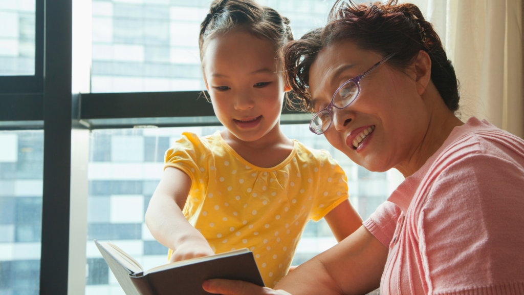 family reading the Bible together